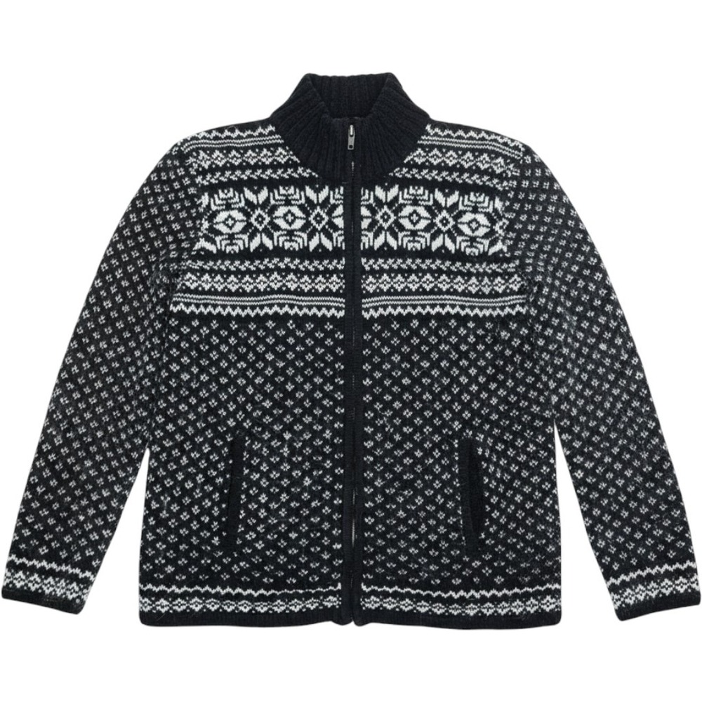 Vintage Jones New York Sport Nordic Fair Isle Wool Blend Full Zip Sweater Medium